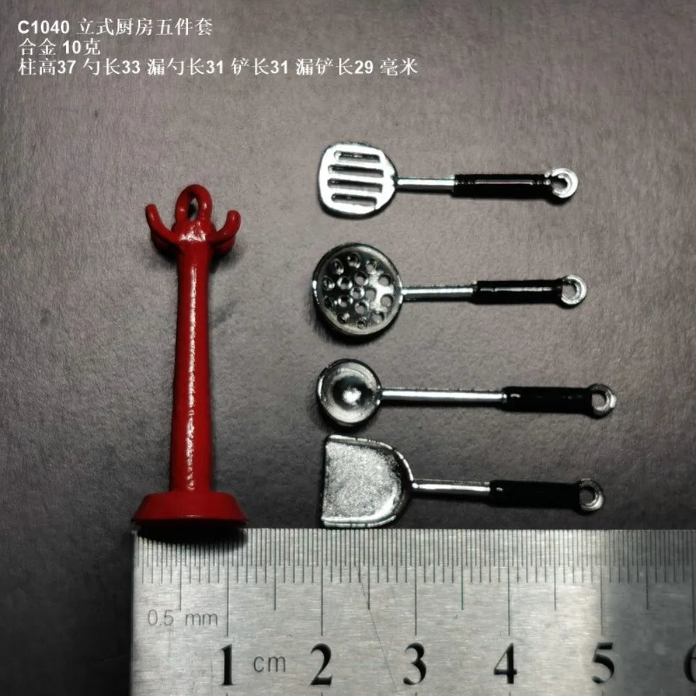 Kettle 1:12 Mini Kitchen Utensils Sets Cookware 1:12 Scale Kitchen Set Mini Alloy Mini Kitchen Cooking Kit House Props