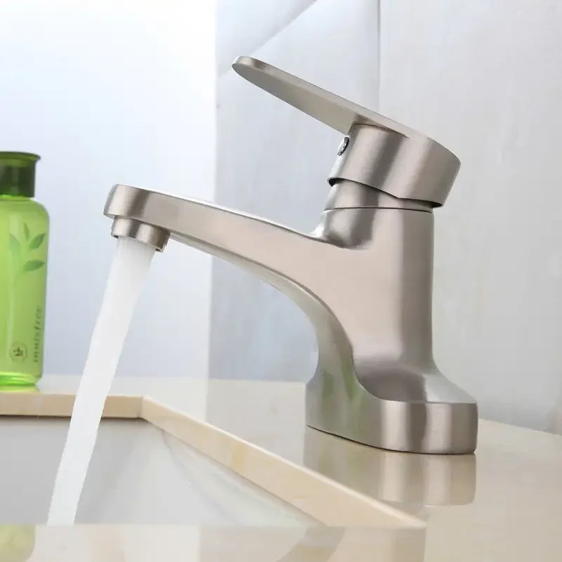WashBasin Sink Faucet Deck Mounted 304 Stainless Steel Cold Hot Mixer Tap Single Lever Double Hole Household Bathroom Faucets