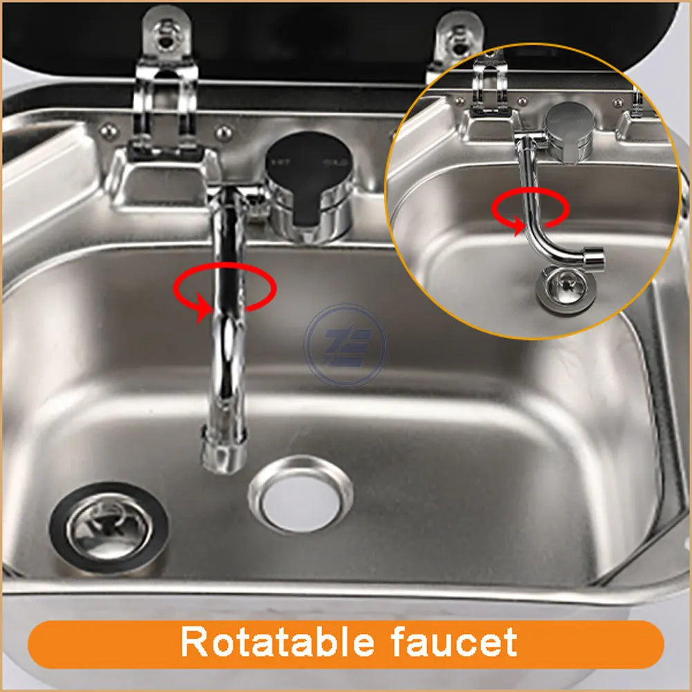 Folding Faucet 360 Degree Swivel Hot and Cold Water Faucet Kitchen Bathroom RV Marine Deck Hatch Boat Camper RV Accessories