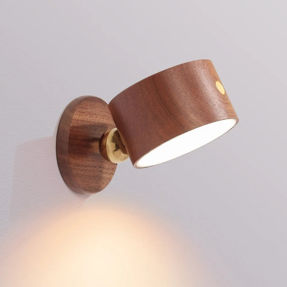 360° Rotating Wooden Wall Mounted Lamp Dimmable Touch Control LED Wall Sconce Warm White Double-sided Touch Control Light