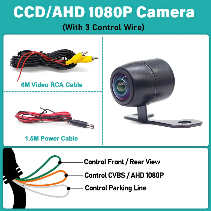 Car Reverse Camera AHD Night Vision Wide Angle Rear View Parking Camera Waterproof CCD LED Universal Backup Monitor Color Image