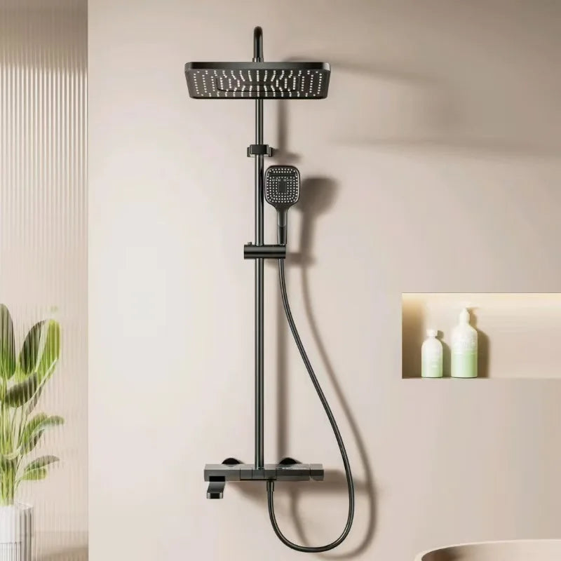 Restroom Piano Keys Shower Set Household Bathroom Multifunctional Hot Cold Water Digital Display Pressurize Shower System Set