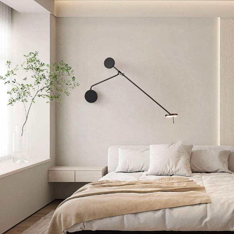 Modern Picture Wall Light Italian Invisible LED Wall Reading Light For Bed Bedroom Living Room Office Black Long Arm Wall Lamp