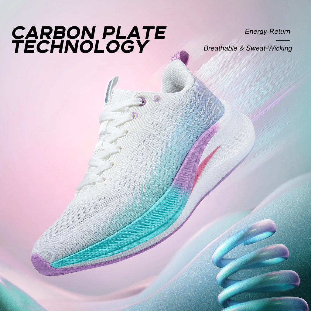 Baasploa Women Professional Carbon Plate Running Shoes Lightweight Breathable Sport Shoes Female Comfort Marathon Sneakers