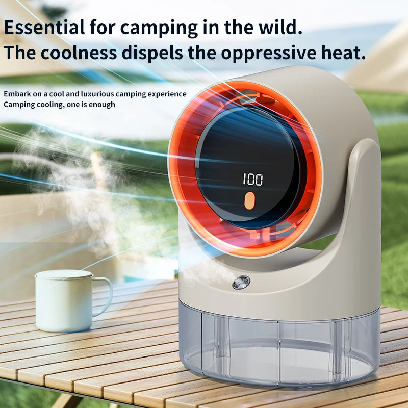 Household mini electric fan with single hole spray air conditioning cooling humidification circulating fan 360 ° adjustable