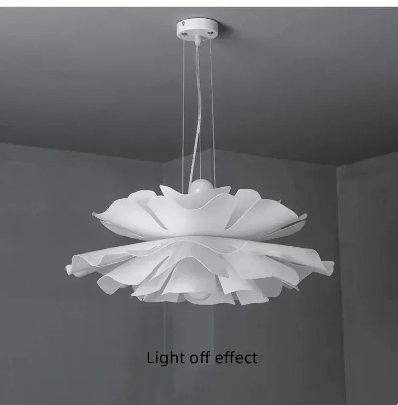 Postmodern Designer Pendant Light White Flower LED Hanging Lamp for Bedroom Restaurant Bar Store Lighting Indoor Petal Decor