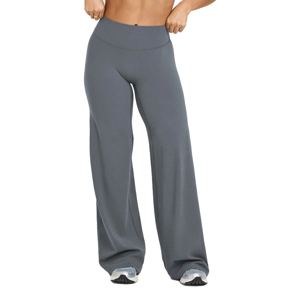 High Waisted Straight Leg Yoga Pants for Women, Naked Feeling Butt Lifting Loose Fit Workout Trousers, Slimming Gym Pants