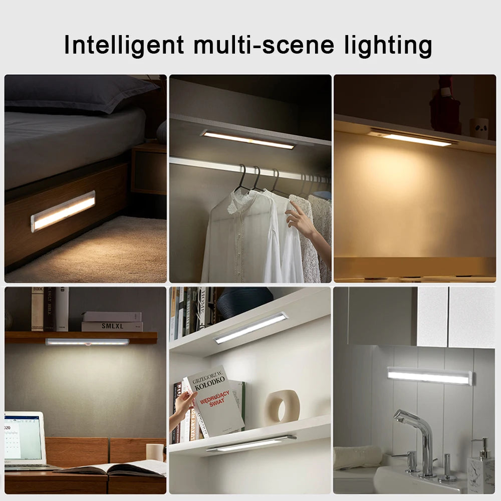 Ultra-thin LED Under Cabinet Lights PIR Motion Sensor Wireless LED Night Lights Bedroom Aluminum Kitchen Lamp Wardrobe Light