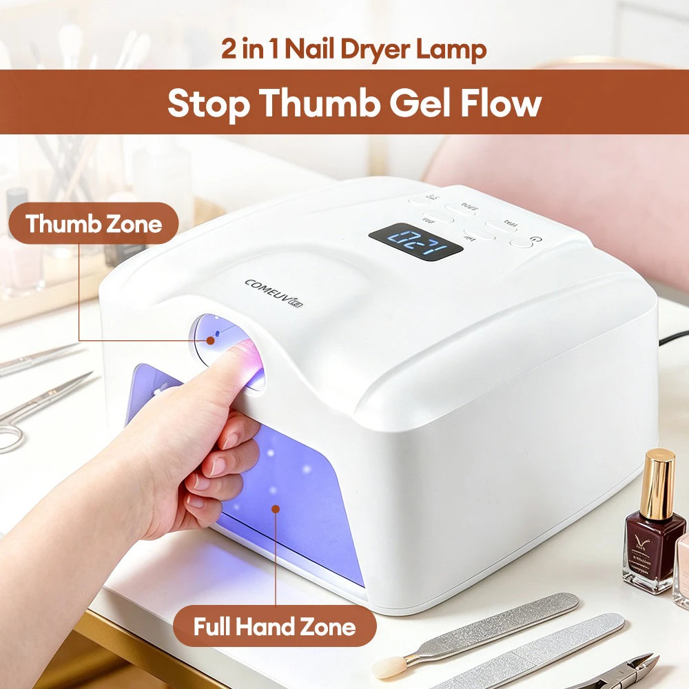 Comeuv Nail Lamp Single Toe Single Finger Gel Nail Curing Lamp Full Hand Fast Drying LED Light Nail Dryer Auto Sensor Dual Lamp