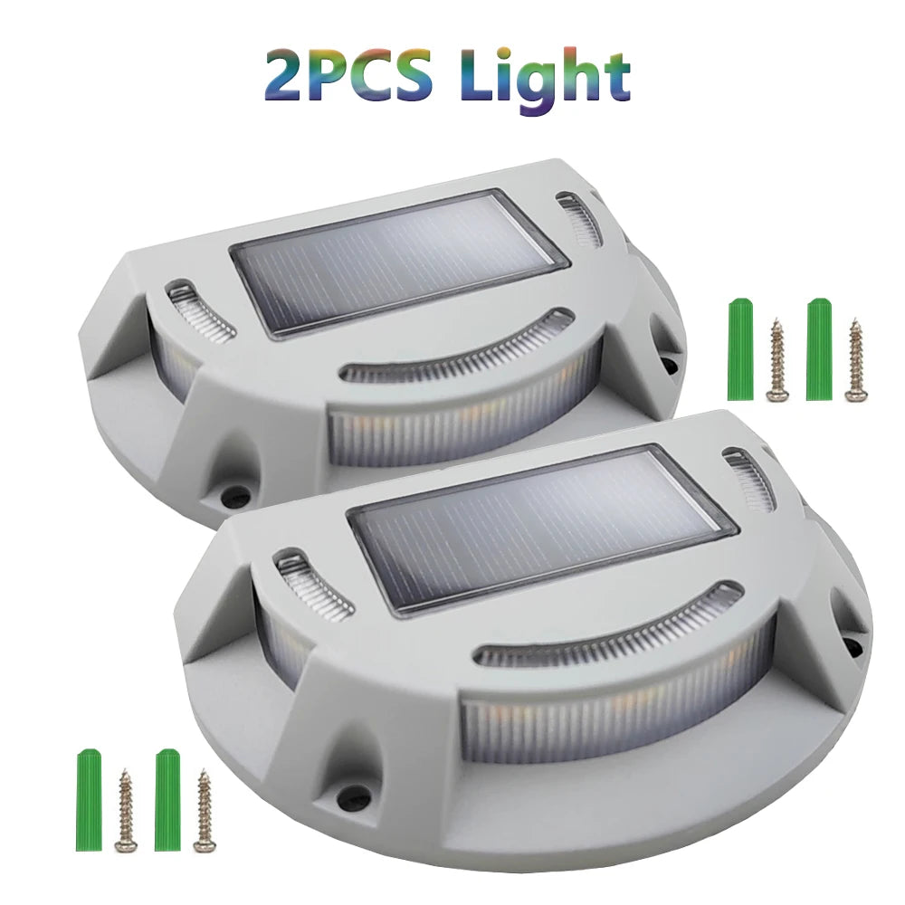 LED Solar Light Outdoor Waterproof Garden Deck Stair Light Solar Stud Driveway Pathway Step Ground Dock Lawn Landscape Lighting