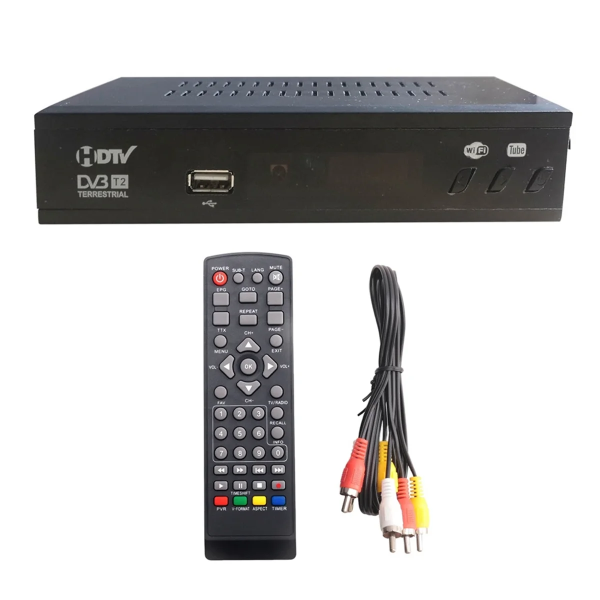 PQWN! DVB T2 HEVC 265 Digital TV Tuner DVB-T2 H.265 1080P HD Decoder USB Terrestrial TV Receiver EPG Set Top Box,EU Plug