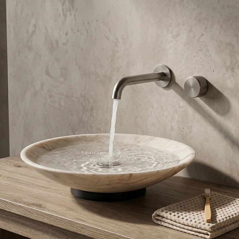 Wash Mixer Hot And Cold Water Wall Mounted Bathroom Basin Faucet Sink Tap Spout Bath Single Handle Ceramic Cartridge Crane