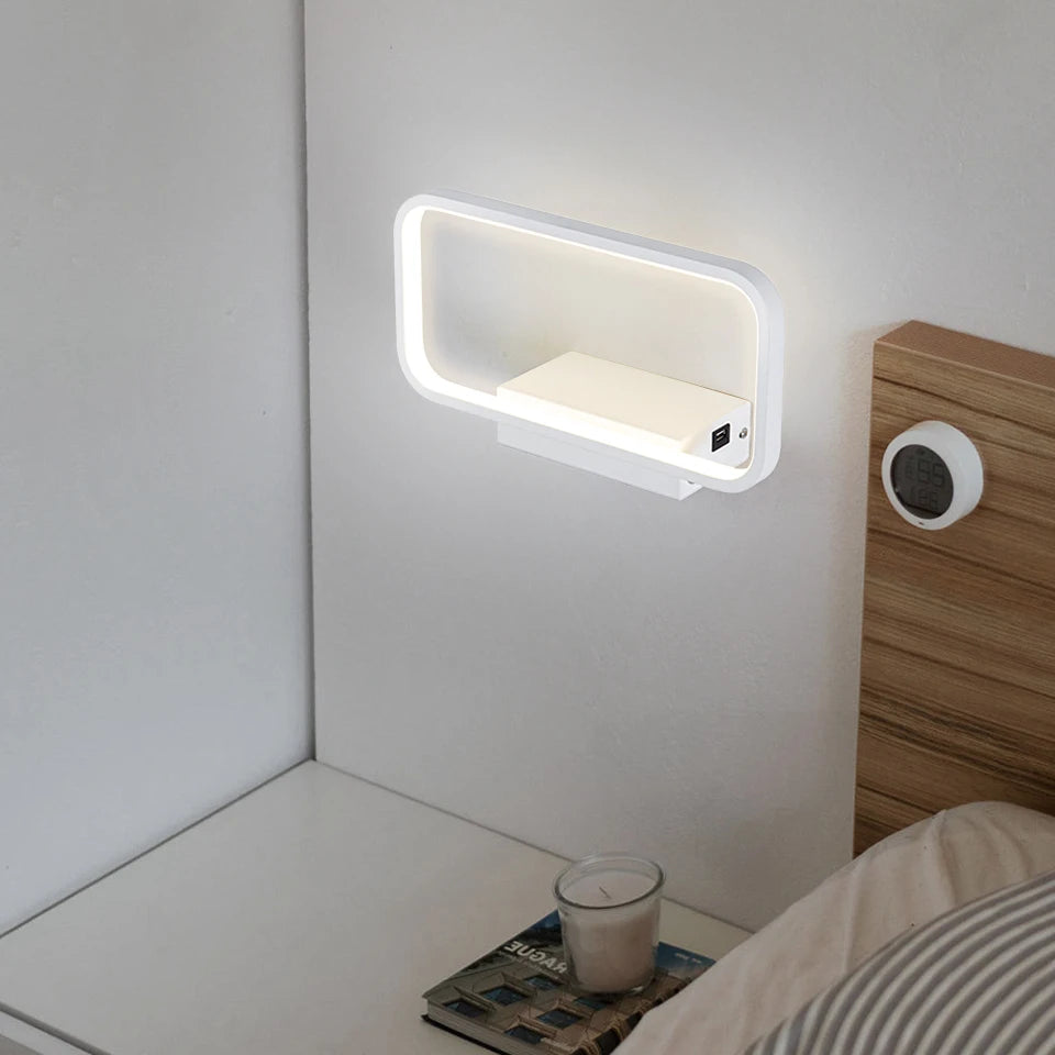 Wall Light Indoor 12W Touch Switch 3 Colors Dimming USB Charge With Wireless LED Wall Lamps For Living Room Bedroom Stair Modern