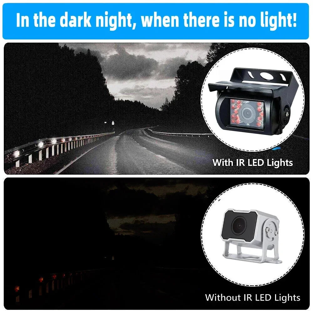 HD 12V/24V Backup Camera Heavy Duty IR Night Vision Waterproof Vehicle Rear View HD Cam for Car Bus Lorry Trailer Pickups RV