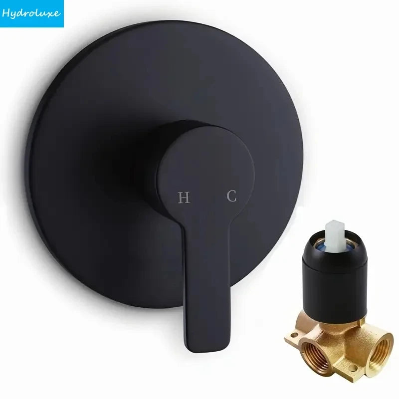 Bathroom Wall Mounted Hot And Cold Water Mixing Valve Body Faucet Solid Brass Black Single Handle Concealed Shower Faucet Mixer