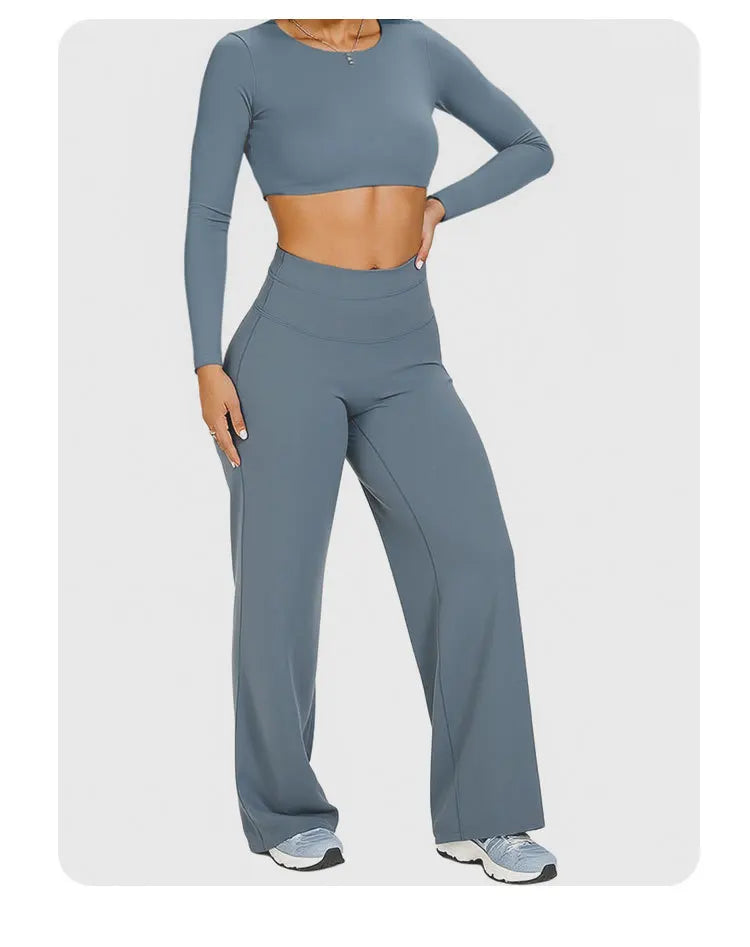 Straight-Leg Pants Ultra Soft Butter Fabric Women Mid-Waist Yoga Pants GYM Naked Feel Pilates Running Sport Trousers Yoga Pants