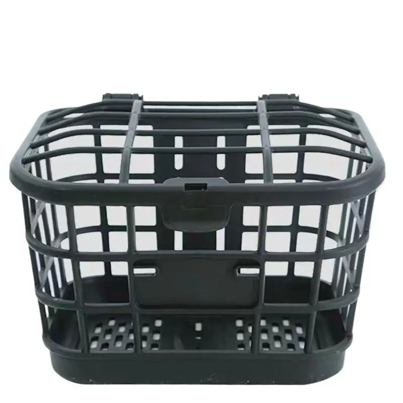 Durable Black PC Bike Basket with Lid; Front-Mounted, Anti-Extrusion for Electric Bikes