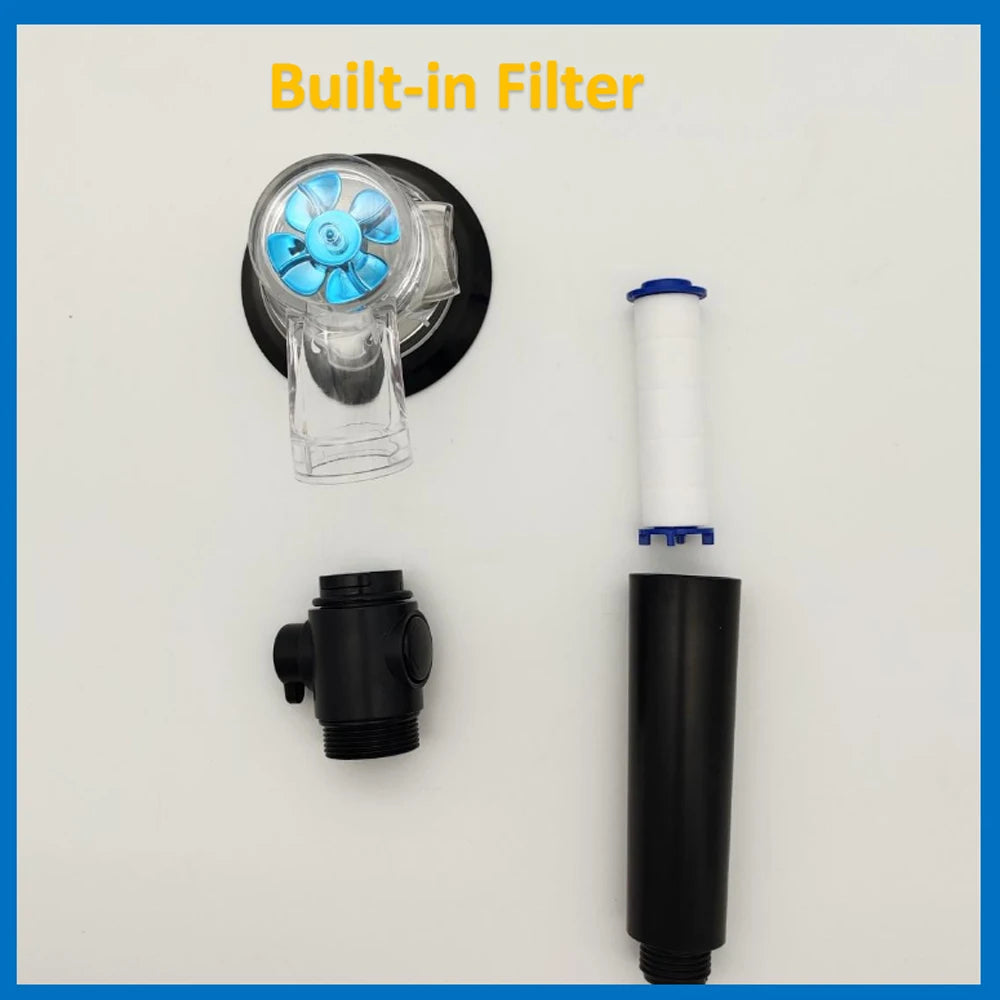 Propeller Pressurized Shower Head High Pressure With Stop Button Filter Water Saving Rainfall Showerhead Bathroom Accessories
