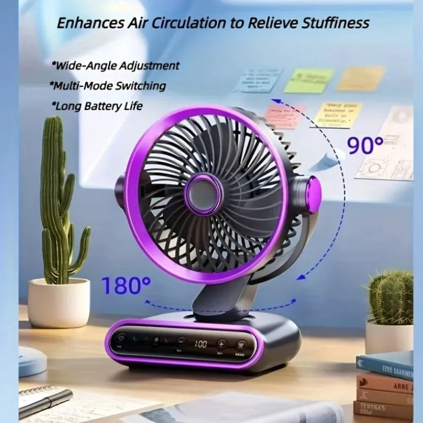 Air Circulation Fan Desktop Portable Rechargeable Fan AI Smart 100 Speed Stepless Quiet Brushless Motor Type-C Baby Sleep Wind