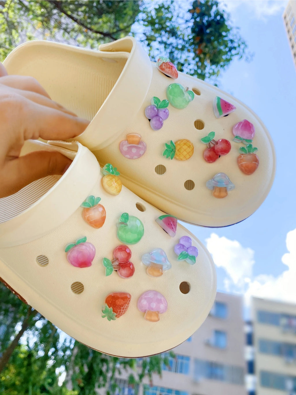 20-piece set for Clogs accessories Ice Through Fruit cartoon detachable decorative clasp