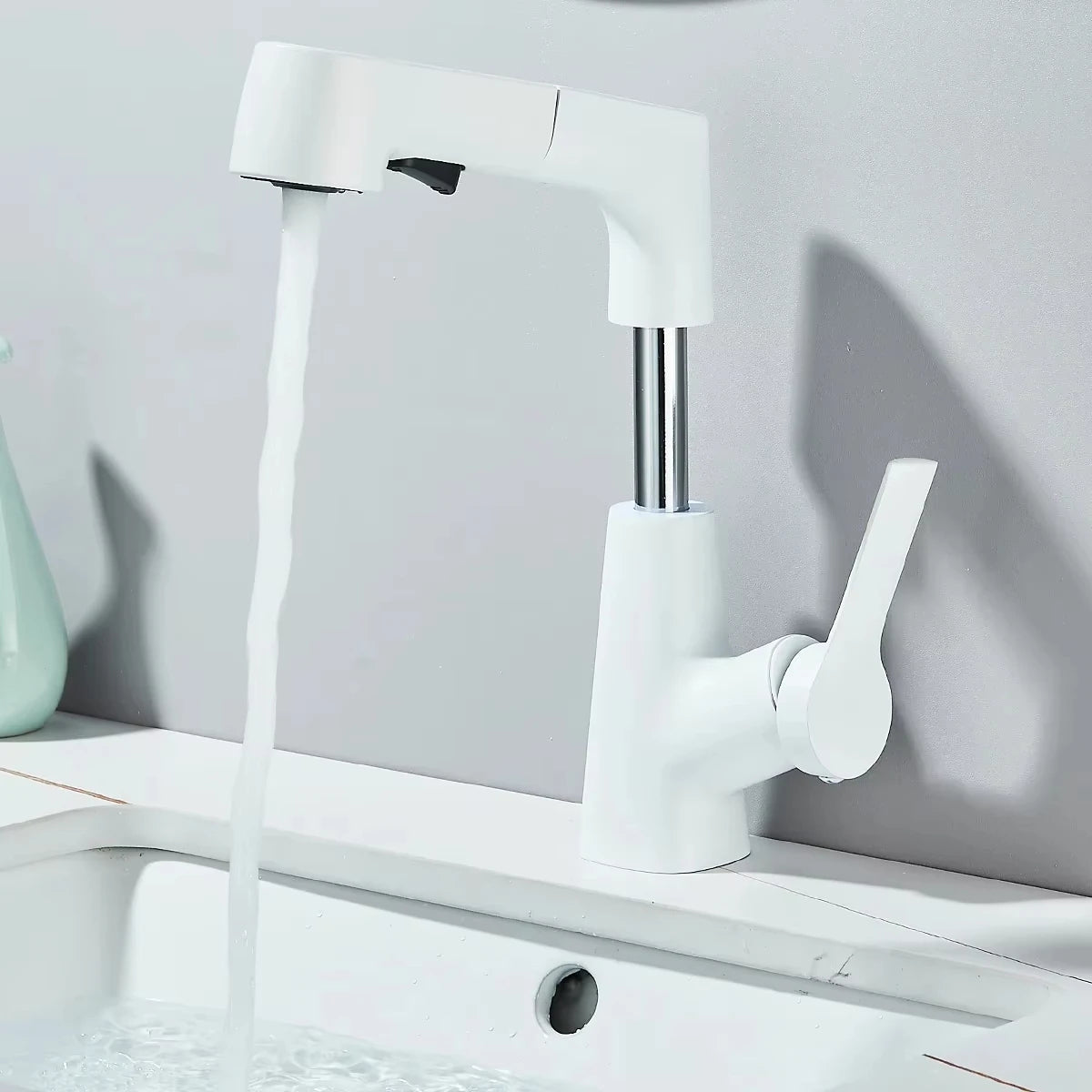 Pull Out Lift Kitchen Faucet 360° Rotatable Bathroom Basin Faucet Stainless Steel Kitchen Sink Faucet with Pull Out SprayerG1/2
