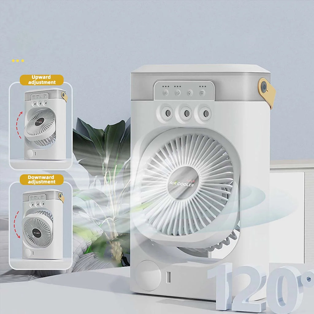 Summer Cooling Fan USB Electric Fan Portable Humidifier LED Night Light 3-in-1 Fan Air Conditioner Suitable for Home and Office