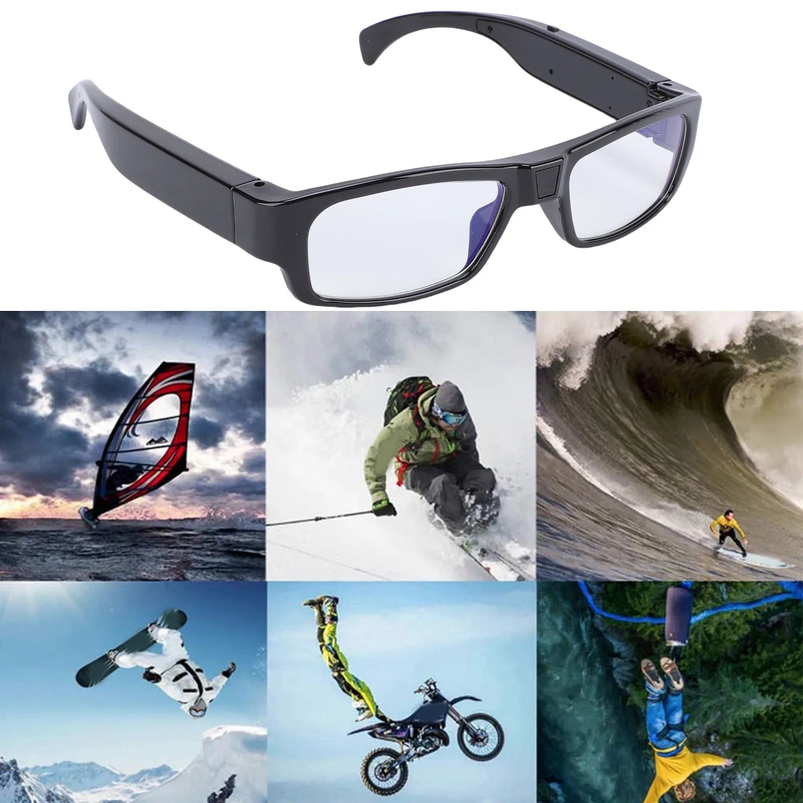 Camera Glasses Sports Action 1080P HD Video Recording Photos Taking for Cycling Outdoor Activities Action Glasses Camera