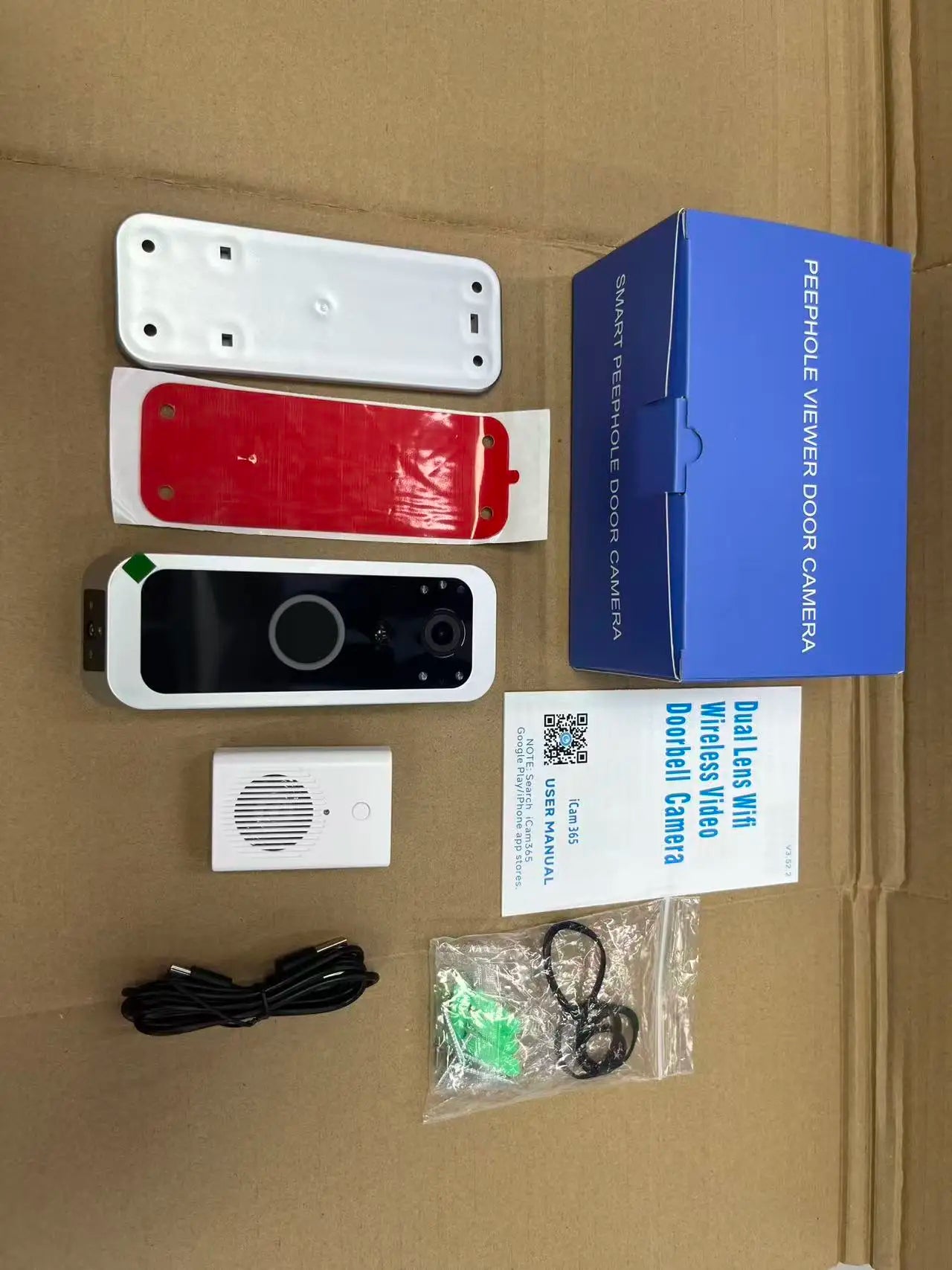 iCam365 APP 2MP 1080P Dual Lens Low Comsunption WIFI IP Doorbell Visual Video Door Phone Peephole Viewer Door Camera