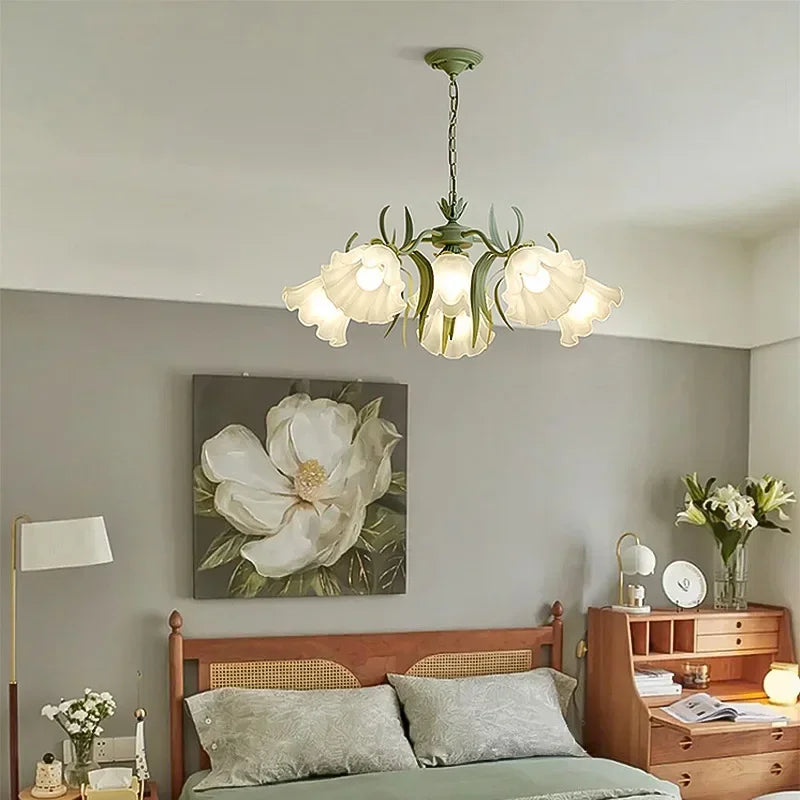 Modern Light Luxury Living Room Chandelier French Creative Lily of The Valley Acrylic Lamp Retro Dining Room Bedroom Lamps