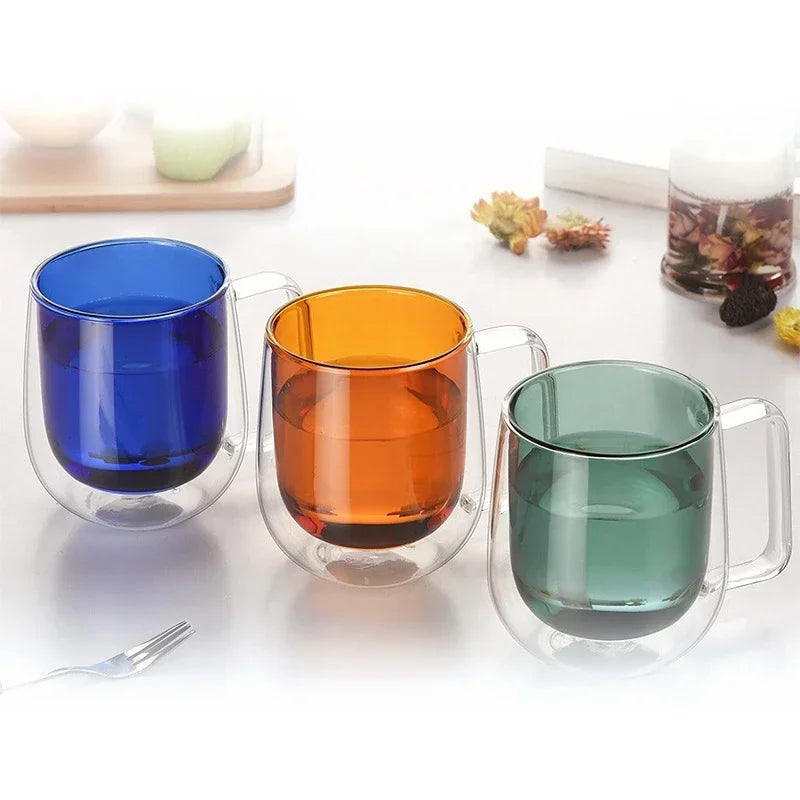 Whiskey Beer Glasses, Multi-color Wine Glass, Tea Cup, Coffee Cups, Cocktail Holder Mug, Double Wall Mugs, Wineglass for Vodka