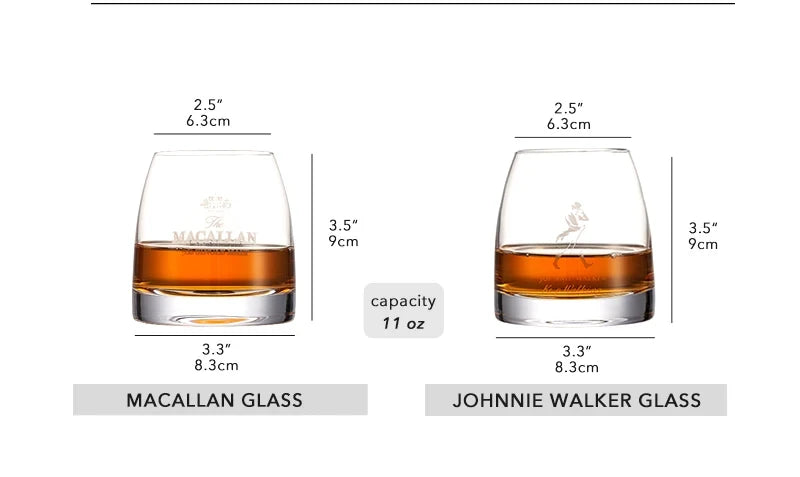 Johnnie Walker Whiskey Glasses 10 OZ Whiskey Glasses, Rocks Glasses for Scotch, Liquor Vodka, Bourbon, Whiskey Gifts