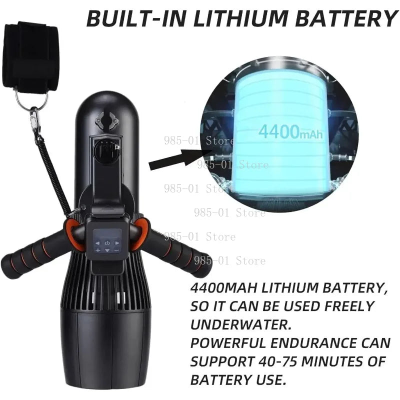 40m depth underwater water scooter, 500W brushless motor, 60-minute removable battery, portable electric diving equipment