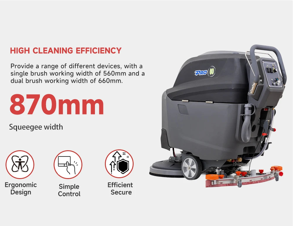 T5B Electric Walk-Behind Scrubber Dryer Battery-Fueled Carpet Cleaning Heavy Duty Vacuum Cleaner Carpet Extractor Machine