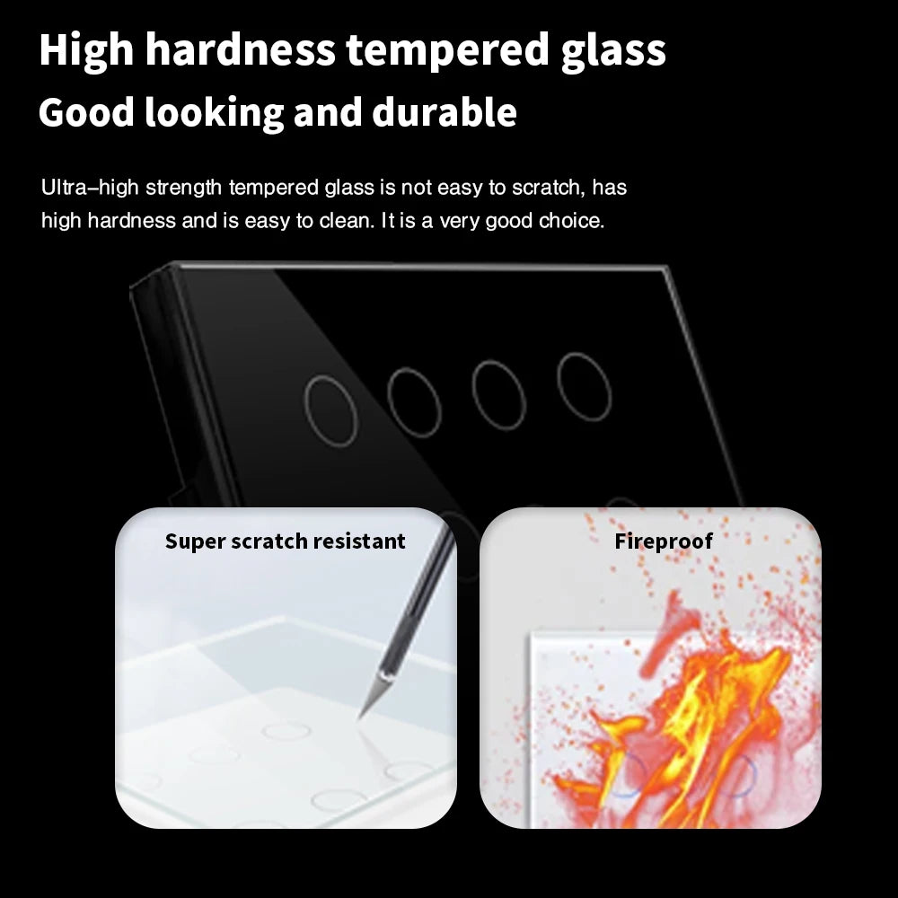 WIFI Smart Touch Light Wall Switch Interruptor Glass Panel 8/10 Gang 147*86mm Work Tuya APP  Whole house intelligent control