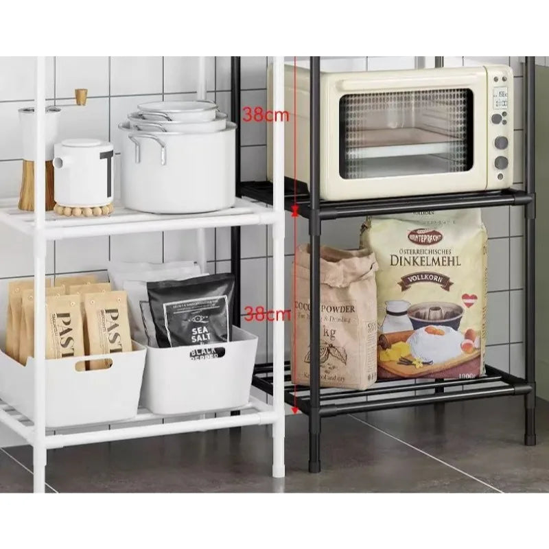 Kitchen Storage Rack Multilayer No Drill Rolling Shelf for Pots Microwave Oven Vegetables Organizer