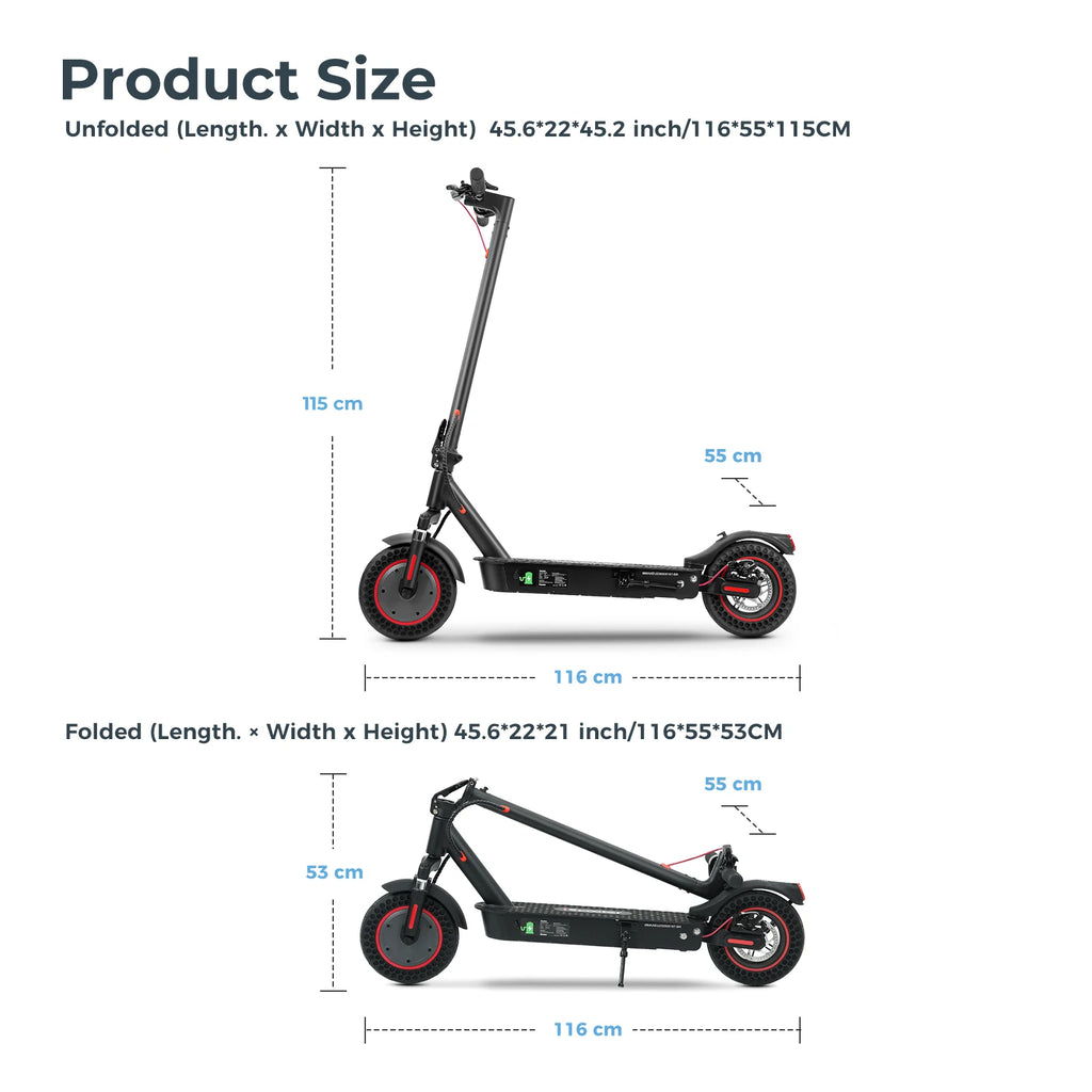 ISCOOTER I9MAX Adult E-Scooter 500W Motor E-Scooter 36V10AH Battery E Scooter 10 Inch Solid Tires Electric Scooter