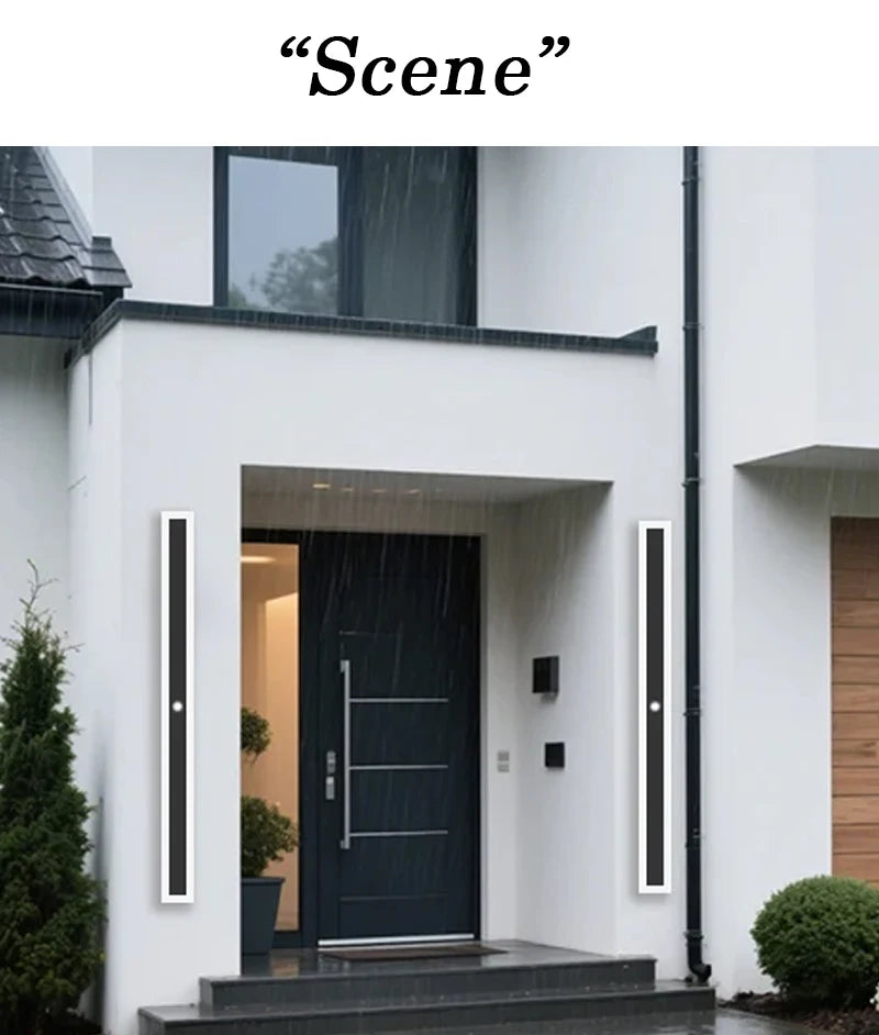 Outdoor Wall Light With Motion Sensor 90v 240v IP65 Waterproof Porch Lamp LED Long Garden Lamps For Villa Garage Lighting