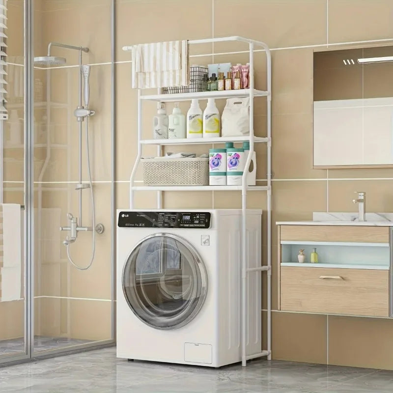 Bathroom Toilet Storage Rack Multi-Layer Metal Shelf With Toilet Paper Holder Balcony Washing Machine Storage Organizer