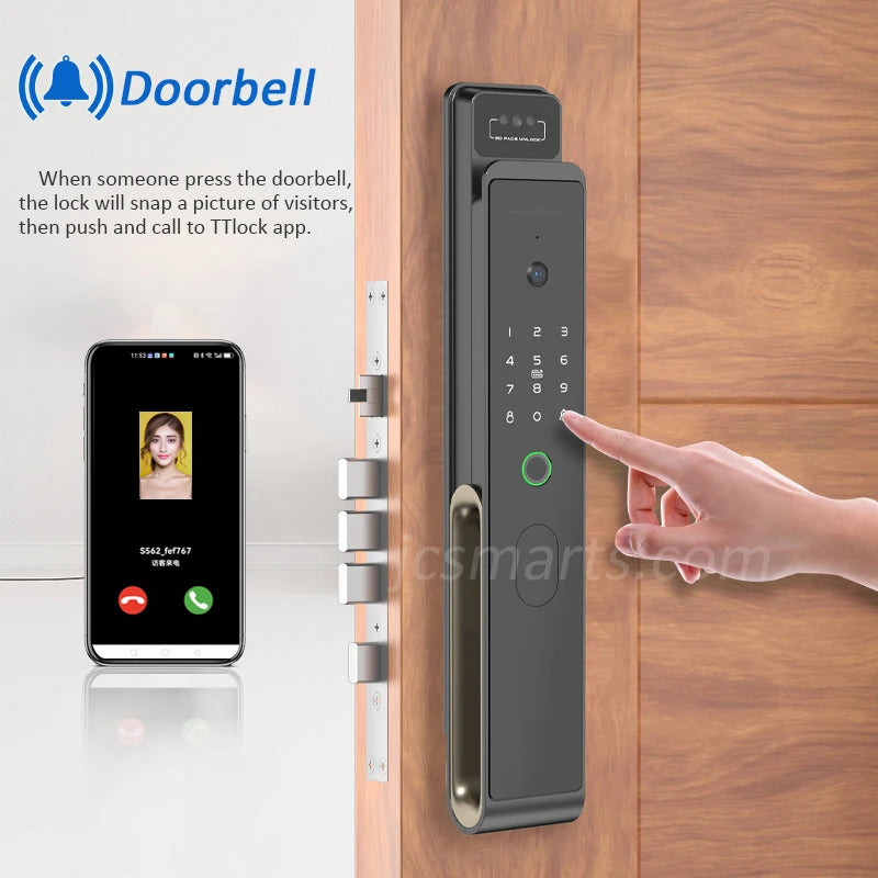 Full Automatic TTLOCK APP 3D Face Recognition Smart Door Lock Fingerprint Password  6068 Combination Digital Door locks