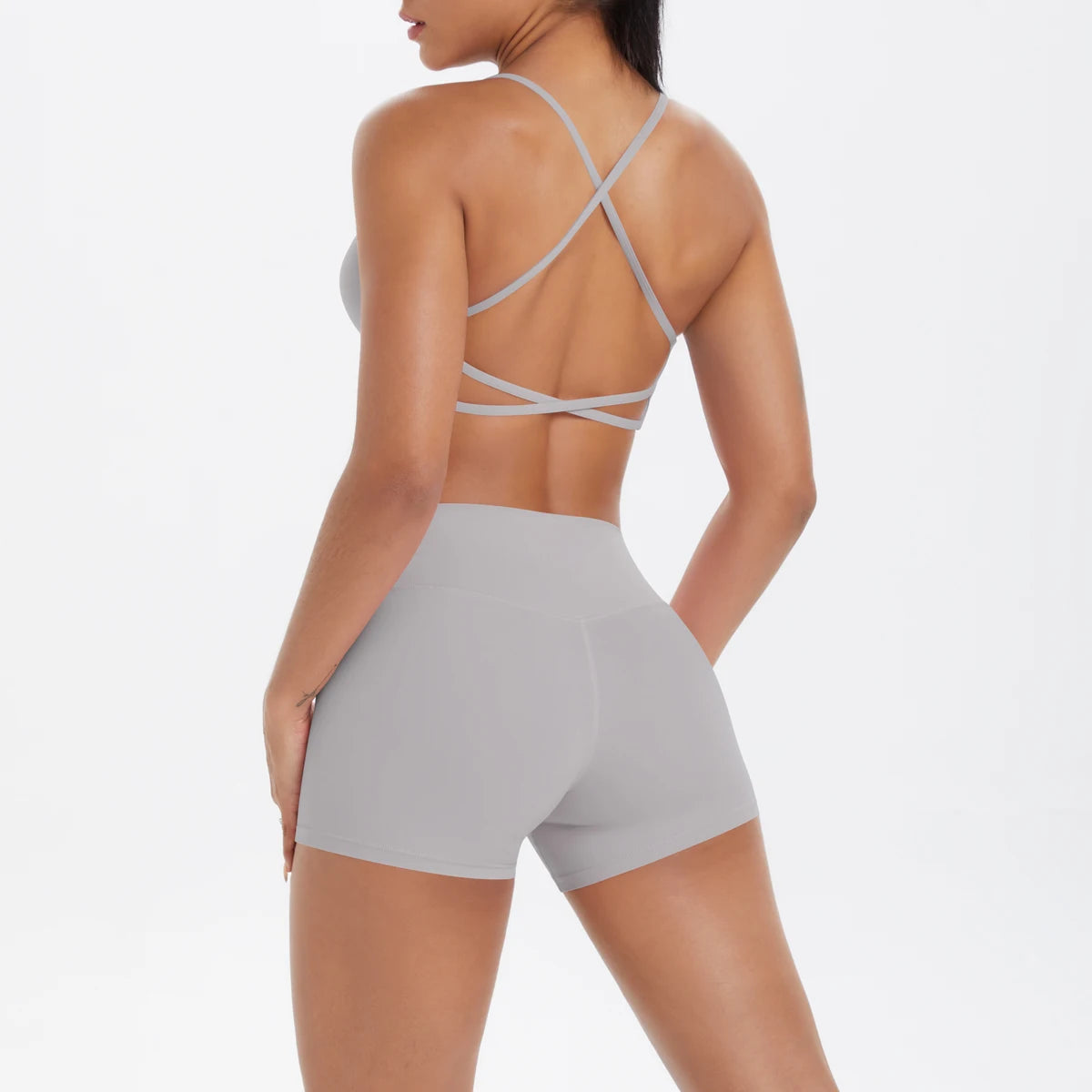 New Cross Backless Yoga Bra And Fitness Shorts Gym Yoga Set Woman’s Summer Running Sports Quick-Dry Women Gym Clothing Yoga Suit