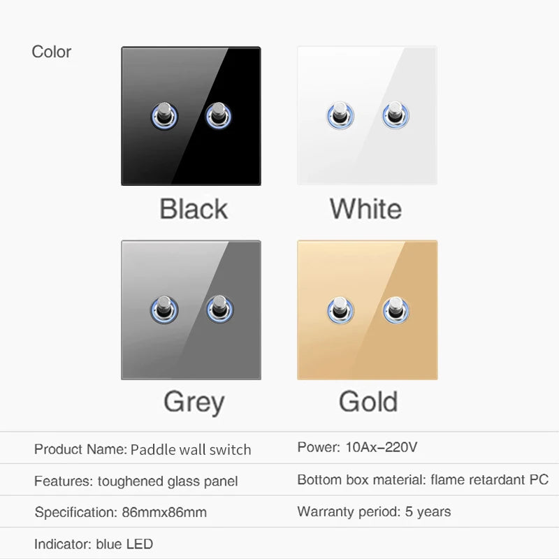 White Tempered Glass Work Driving Arm Wall Light Switch Led Indicator Light EU UK Standard 1/2/3/4gang Bedroom Usb Switch Socket