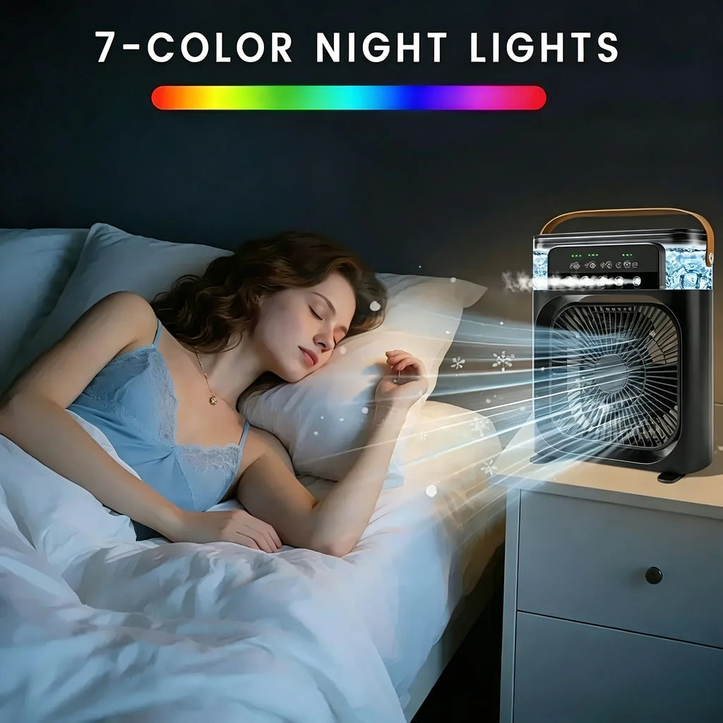 3 in 1 Fan Air Conditioner Household Mini Air Cooler LED Night Light Portable Humidifier Air Adjustment Fan Office Home Fan