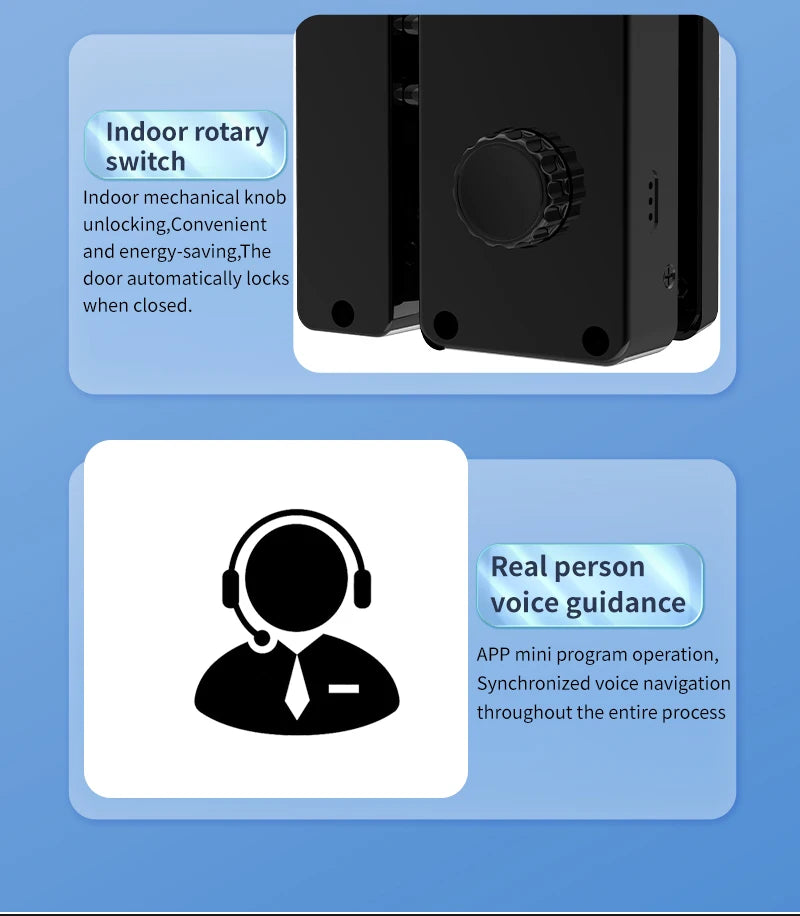 3D Face Tuya Wifi Electronic Smart Glass Door Lock With Biometric Fingerprint/RFID Card /Password Unlock/USB Emergency Charge