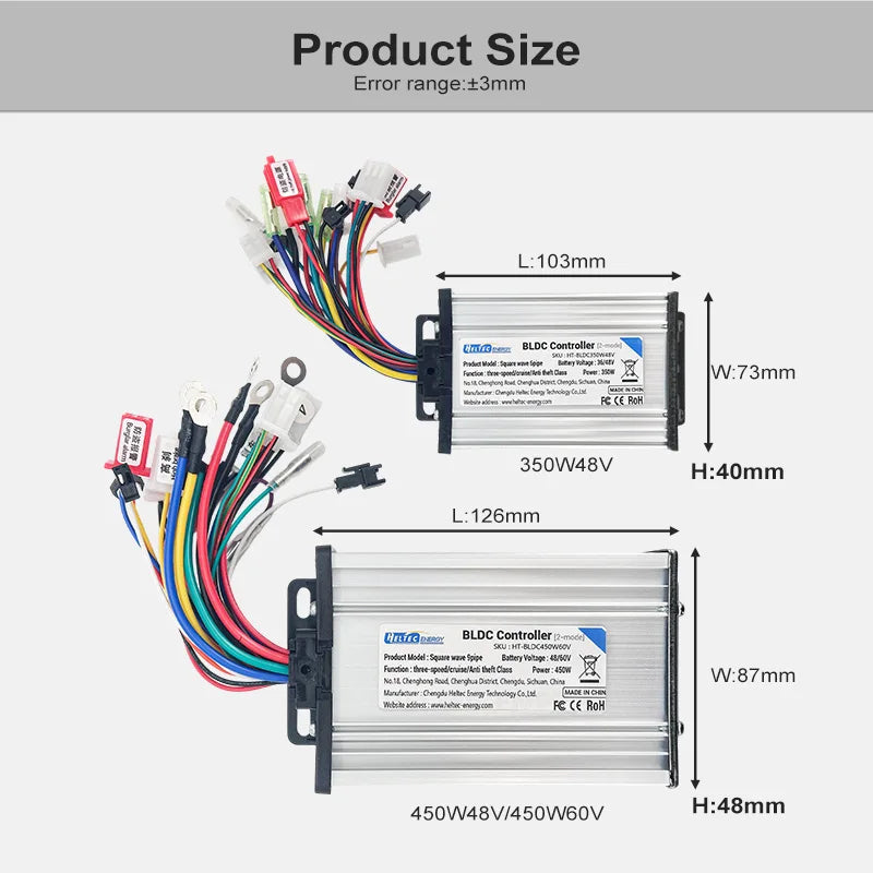 Electric Bicycle Accessories 36 48 60V Electric Bike 350-1000W Brushless DC Motor Controller For Electric Bicycle E-bike Scooter
