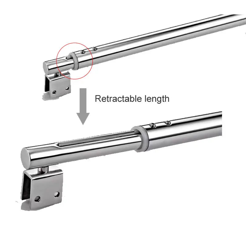 Stainless Steel Shower Glass Door Fixed Rod Clamp Bathroom Glass Support Bar Plane Fixed Adjustable Length Easy to Install