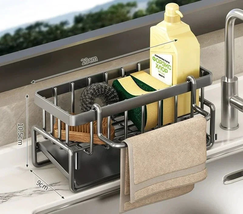 1Pc  Kitchen Storage Rack, Dishcloth Holder, Draining Rack, Faucet Sink Sponge and Steel Wool Organizer