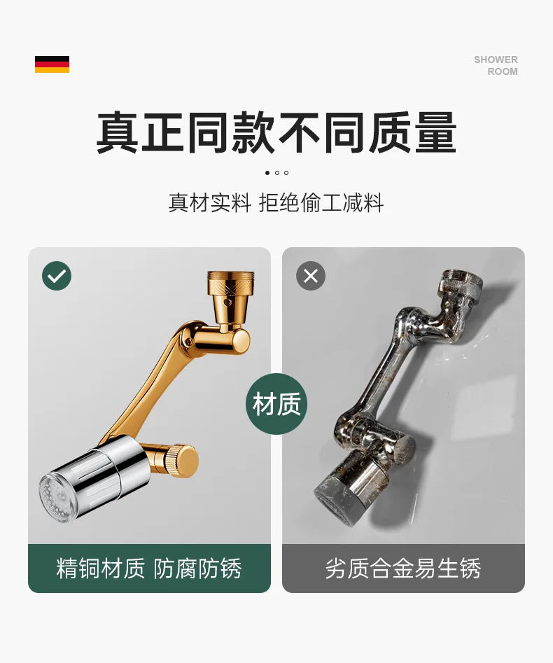 LED Temperature Sensor Kitchen Faucet Extender Metal Swivel Bathroom Tap Bubbler Nozzle 1440° Robotic Arm Tap Faucet Extension