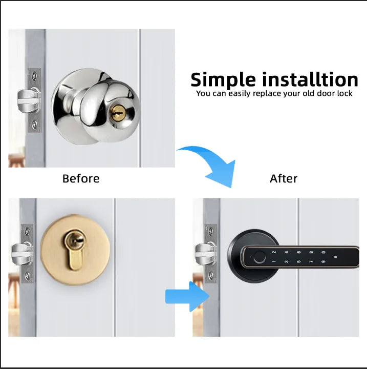 RAYKUBE M3-S Tuya Digital Fingerprint Door Lock Electronic Lock with Password/Key/Smartlife/Tuya APP Remote Unlock For Bedroom