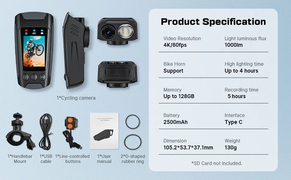 HD 4K 60FPS Action Camera for Motorcycle Bike Helmet Sports DV Video Recorder Car DVR Dash Cam Outdoor Bicycle Surveillance