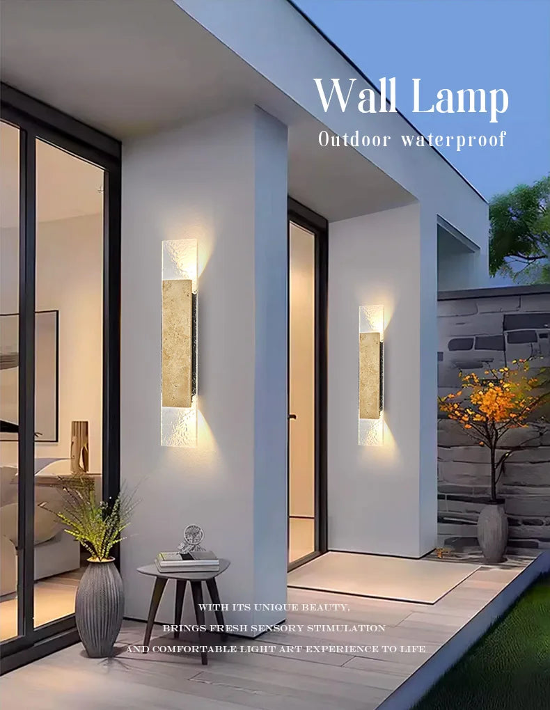 Outdoor Waterproof Wall Lamps Strip Natural Stone Wall Lights 18W LED Porch Wall Sconces Bedroom Exterior Lighting Fixtures